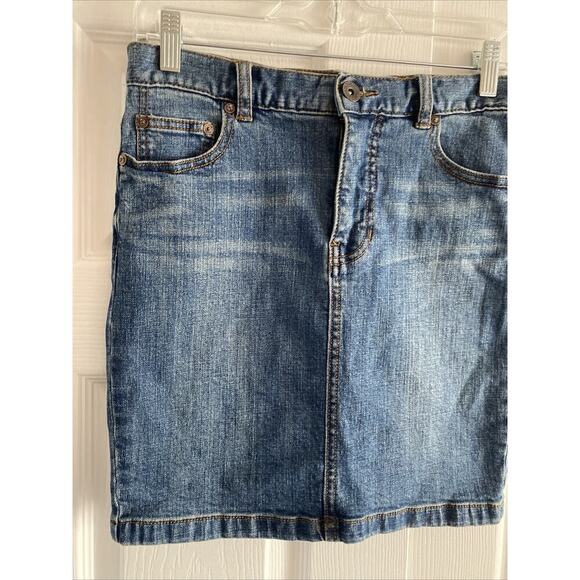 Free People Women's Medium Wash Denim Pencil Skirt Size 0 Festival Boho - Picture 2 of 8